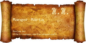 Manger Márta névjegykártya