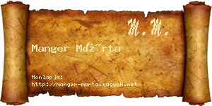 Manger Márta névjegykártya